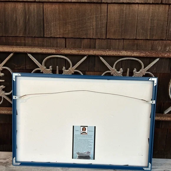 Framed Blue Boat Art Print by Greek Artist Ilkin Deniz. Number 2 of 150. - Picture 7 of 8